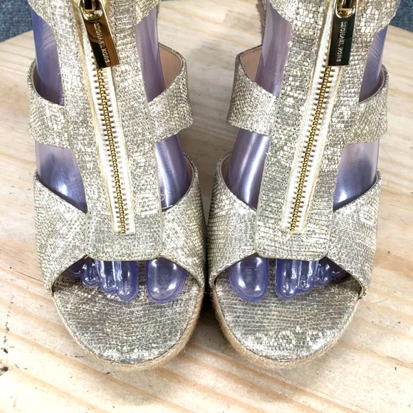 Michael by Michael Kors Gold Snakeskin Damita Front Zip
Wedge Sandal - Picture 3 of 7